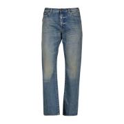 Straight Cut Denim Jeans Saint Laurent , Blue , Heren