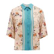 Viscose shirt met bloemenprint Semicouture , Beige , Dames