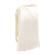 Satin One-Shoulder Top Semicouture , White , Dames