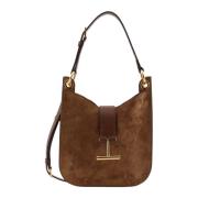 Metalen Monogram Suède Schoudertas Tom Ford , Brown , Dames