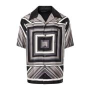 Zijden shirt met geometrische print Dolce & Gabbana , Black , Heren