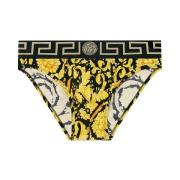 Stretch Katoenen Slip met Barocco Print Versace , Yellow , Heren