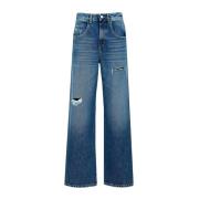 Wijde Spijkerbroek met Destroyed Look Icon Denim , Blue , Dames