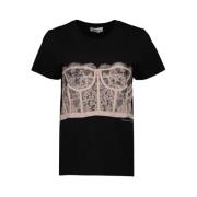 Bedrukt Korset T-Shirt Alexander McQueen , Black , Dames