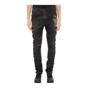 Stone Washed Denim Broek Boris Bidjan Saberi , Black , Heren