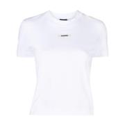 Witte T-shirts en Polos met Logo Patch Jacquemus , White , Dames