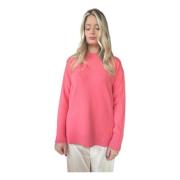 Bicolor Crewneck Sweater Clips , Pink , Dames