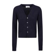 Blauwe Cashmere Cardigan met V-Hals Ami Paris , Blue , Dames