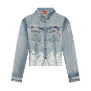 Blauwe Distressed Denim Overhemd Diesel , Blue , Dames