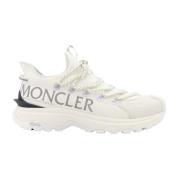 Stretch Ripstop Sneakers met Bedrukt Logo Moncler , White , Heren