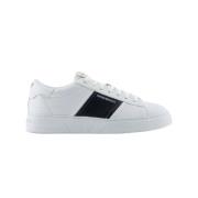 Witte Logo Calfskin Sneakers Emporio Armani , White , Heren