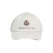 Witte Katoenen Baseballpet met Bedrukt Logo Moncler , White , Heren