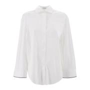 Witte Stretch-Katoenen Poplin Overhemd Brunello Cucinelli , White , Da...