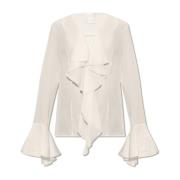 Blouse in 4G Zijde met Ruffles Givenchy , White , Dames