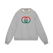 Grijze Sweater met Logo Print Gucci , Gray , Heren