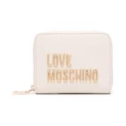 Ivoor Portemonnee met Logo Love Moschino , Beige , Dames