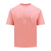Geborduurd Monogram Katoenen T-Shirt Palm Angels , Pink , Heren
