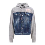 Logo Patch Katoenen Denim Sweatshirt Dsquared2 , Blue , Heren