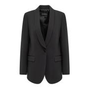 Klassieke V-hals Blazer voor Vrouwen Emporio Armani , Black , Dames