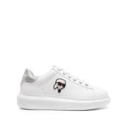 Leren sneakers met glitterdetails Karl Lagerfeld , White , Dames