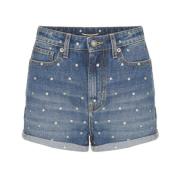 Denim Shorts High Waisted Regular Fit Saint Laurent , Blue , Dames