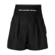Zwarte Logo Tailleband Safari Shorts Alexander Wang , Black , Dames