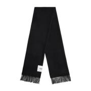 Zwarte Sjaal met Franjes en Logo Label Dondup , Black , Dames