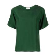 Groene Zijden Satijnen T-shirts en Polos P.a.r.o.s.h. , Green , Dames