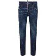 Blauwe Denim Jeans met Ritssluiting en Knoopsluiting Dsquared2 , Blue ...
