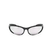 Zwarte/Zilveren Rechthoekige Zonnebril Balenciaga , Black , Dames