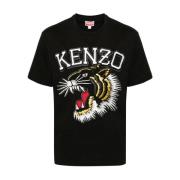 Zwarte Tiger Varsity T-shirts en Polos Kenzo , Black , Heren