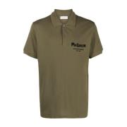 Logo Polo Shirt in Khaki Alexander McQueen , Green , Heren