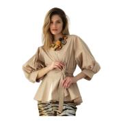 Beige Ballonmouw Wikkeltop Beatrice .b , Beige , Dames