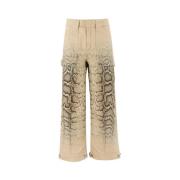 Python Print Wijde Pijpen Broek Ermanno Scervino , Beige , Dames