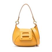 Amber Gele Leren Opvouwbare Tas Hogan , Yellow , Dames