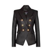 Klassieke 6-knoopsjas Balmain , Black , Dames