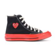 Hoge Chuck Taylor All Star Sneakers in Zwart en Rood Comme des Garçons...