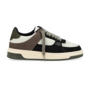 Ivoor en Militair Groene Leren Sneakers Represent , Black , Heren