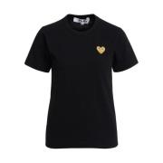 Zwarte T-shirt met Gouden Hart Patch Comme des Garçons Play , Black , ...