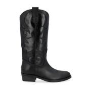 Texano Zwarte Leren Geborduurde Laarzen Via Roma 15 , Black , Dames