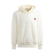 Ivoor Hoodie met Rode Hart Patch Comme des Garçons Play , White , Here...