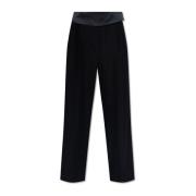 Plooivoorpantalon met satijnen riem Stella McCartney , Black , Dames