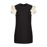 Zwarte Crepe Couture Minijurk met Bloemenapplicatie Valentino , Black ...