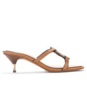 Leren Hoge Hak Sandaal in Cuoio Kleur Tory Burch , Brown , Dames