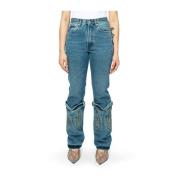 Vintage Blauwe Mini Cowboy Cuff Jeans Y/Project , Blue , Dames
