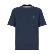 Blauw Katoenen T-shirt voor Mannen Brunello Cucinelli , Blue , Heren