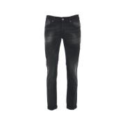 Skinny Fit Jeans met Logo Details Dondup , Black , Heren