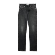 Zwarte Logo-Patch Straight-Leg Jeans Ami Paris , Black , Heren