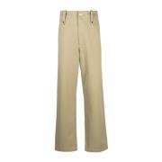 Beige Katoenen Broek met Riemlussen Burberry , Beige , Heren