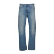 Straight Cut Denim Jeans Versace , Blue , Heren